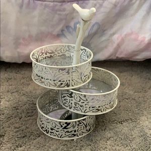 White metal filigree jewel stand